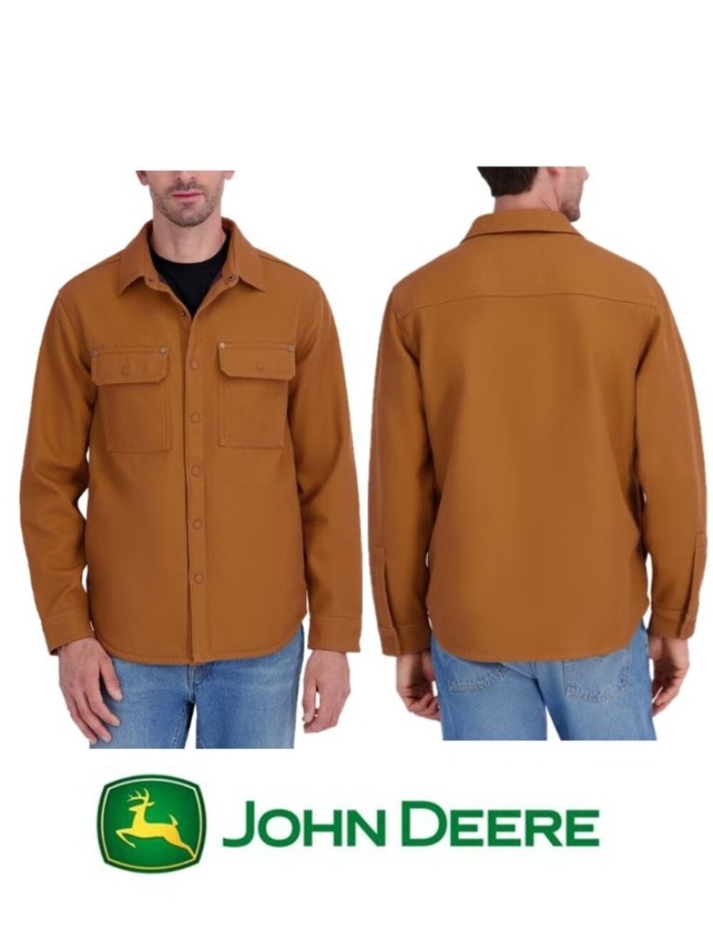 NWT John Deere Men's Canvas Shirt Jacket, Tan
